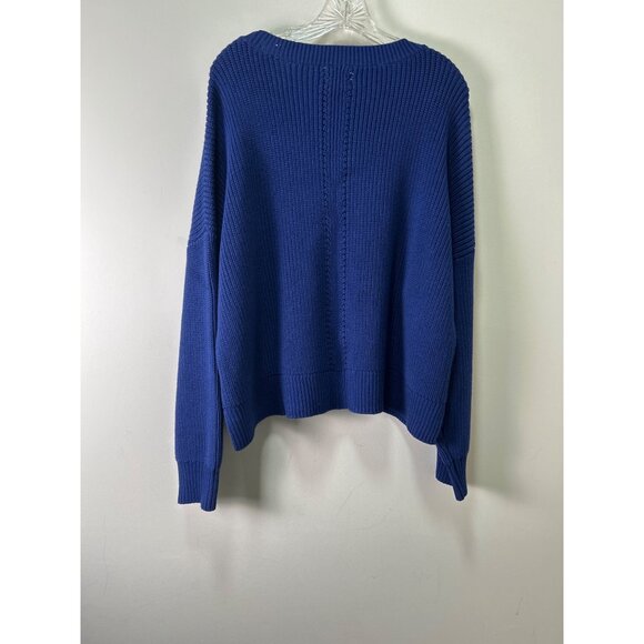 Duluth Trading Co XL Blue Knit Sweater Cotton Crewneck Relaxed Cozy Casual Work - Picture 8 of 9